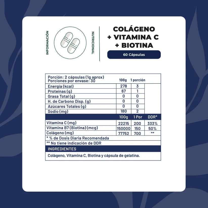 Biotina + Colágeno + VitC 60caps