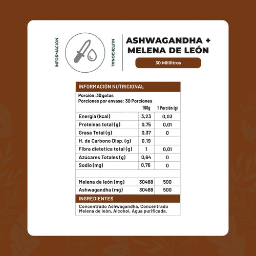Ashwagandha + Melena León Extracto 30ml