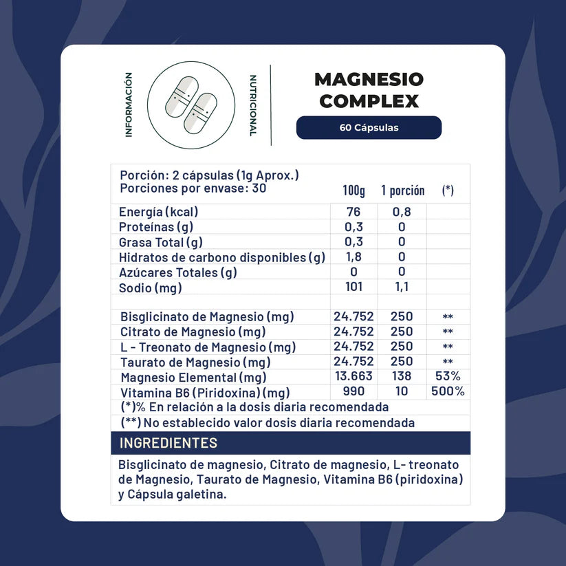 Magnesio Complex 60caps (4 tipos)