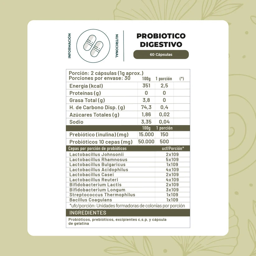 Probiótico Digestivo 60caps 25B CFU