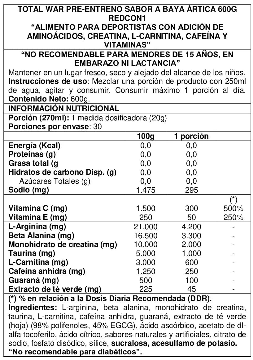 Total War Preworkout 600g Arctic Berry